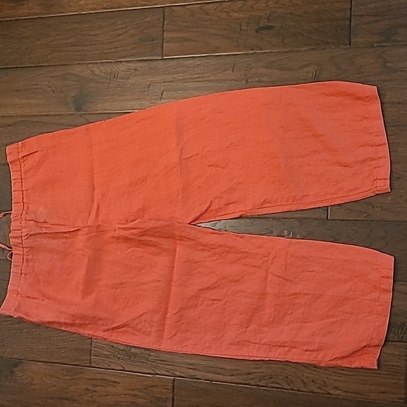 Liz Claiborne Orange/Salmon Wide-Leg Linen Pants size 14 - Picture 2 of 9